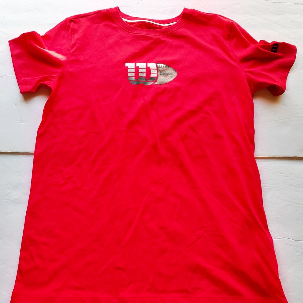 Wilson Boys T-Shirt Football Red Short Sleeve Sports XL New